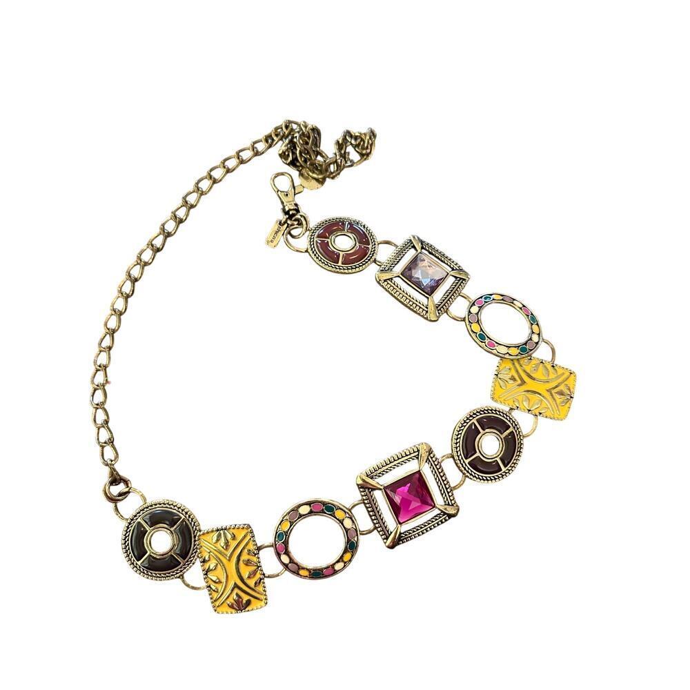 Chico's Women's Distressed Silver-Tone Enameled Amulets Chain Necklace